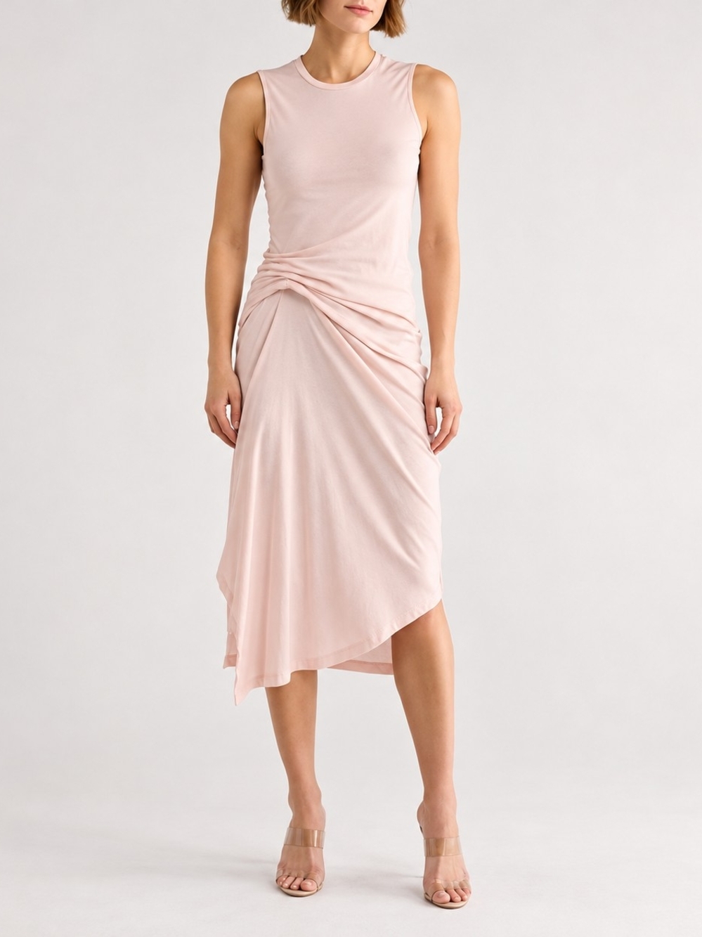 ALLSAINTS * Sleeveless Twist-Front Midi Dress in Light Blush